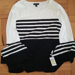 Black and off white blouse